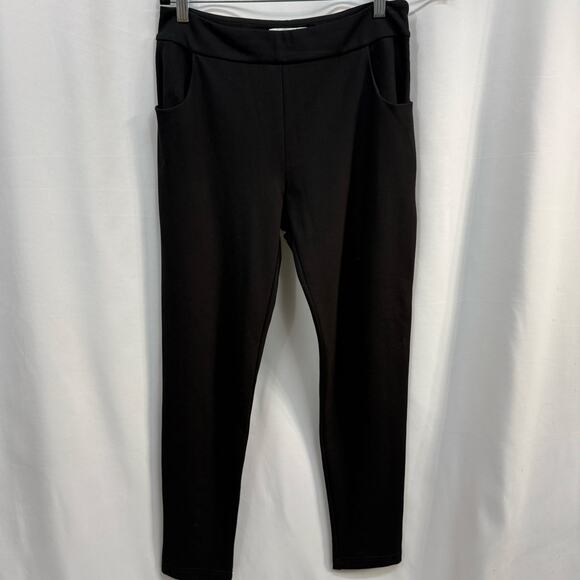 Anne Fontaine Black Ponte Pant Legging Pockets Laced Back Details 42/10 - Picture 1 of 6